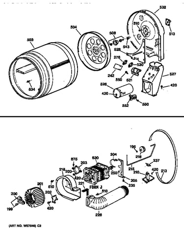 Drum,duct,blower&drive assembly