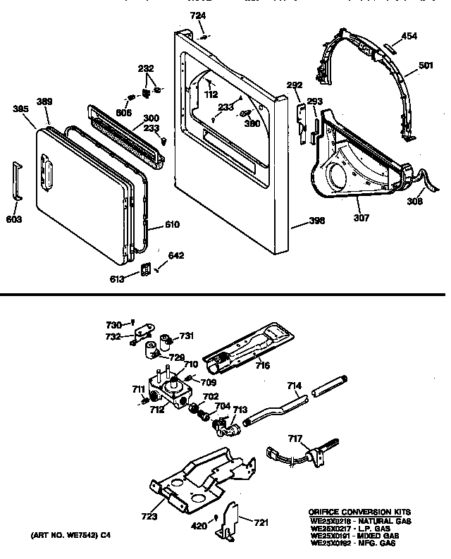 Cabinet front,gas valve&burner asm