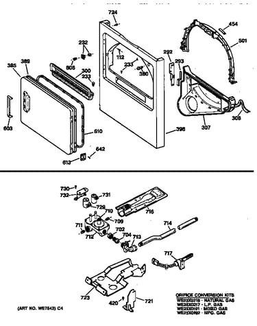 Cabinet front,gas valve&burner asm