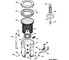 GE WCXR1070T5AA tub, basket & agitator diagram