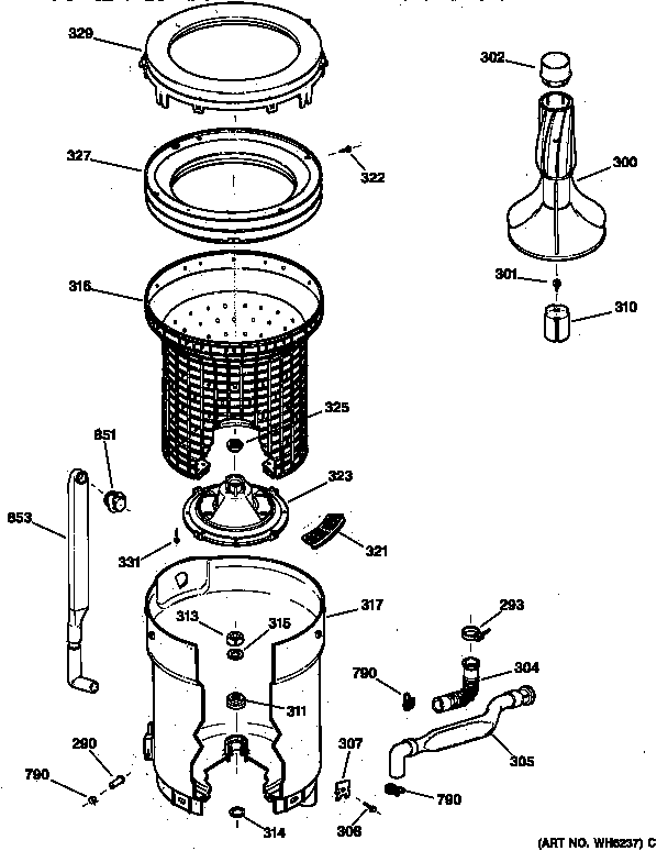 Tub, basket & agitator
