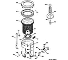 GE WCXR1070T5WW tub, basket & agitator diagram