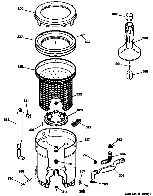 Tub, basket & agitator
