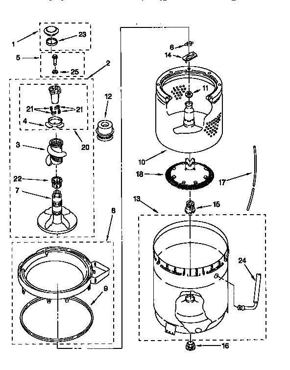 Agitator,basket,and tub