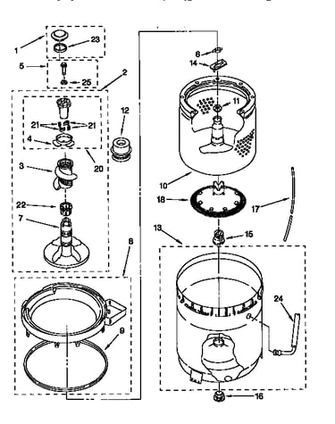 Agitator,basket,and tub