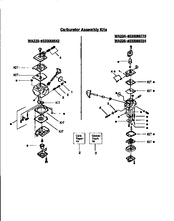 Carburetor assembly kits