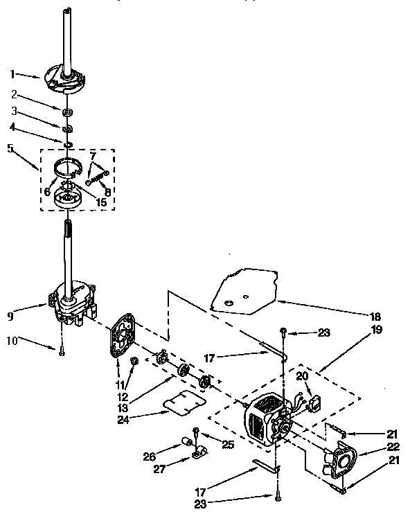 Gearcase, motor and pump