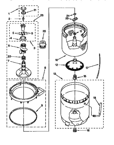 Agitator, basket and tub
