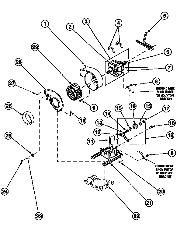 MOTOR, EXHAUST FAN AND BELT