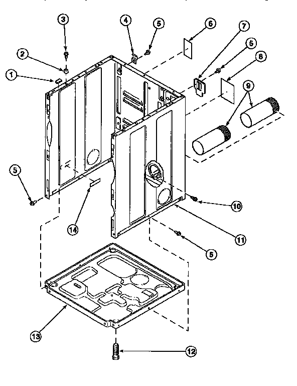 Cabinet, exhaust duct and base