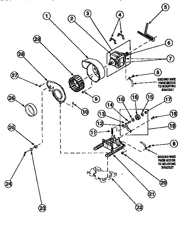 MOTOR, EXHAUST FAN AND BELT