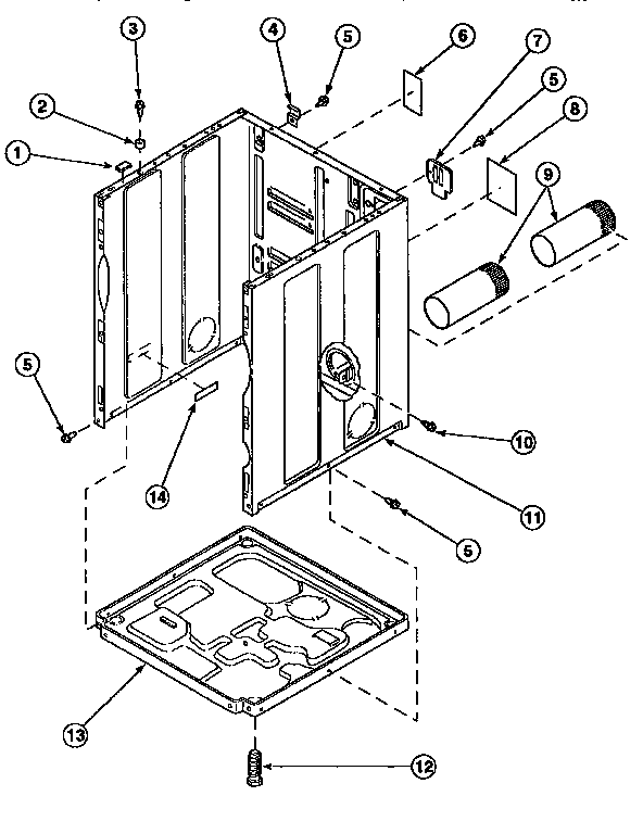 Cabinet, exhaust duct and base