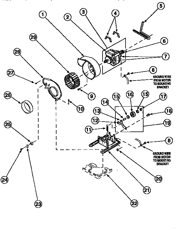 MOTOR, EXHAUST FAN AND BELT