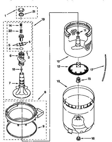 Agitator, basket and tub