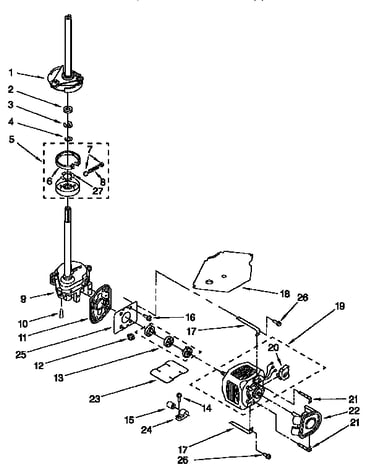 Gearcase, motor and pump