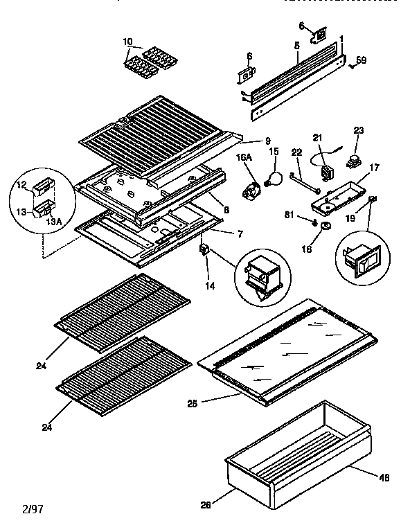 Control/divider and shelves