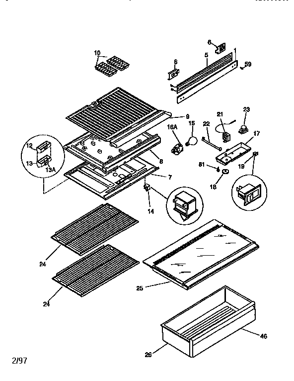 Separator and shelves