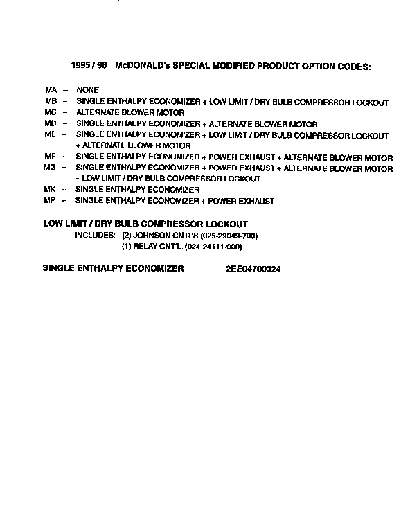 Special modified product options