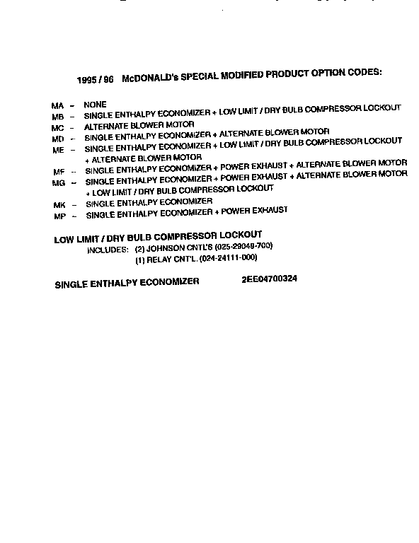 Special modified product options