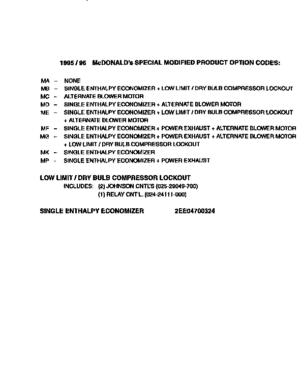 Special modified product options