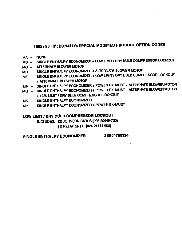 Special modified product options