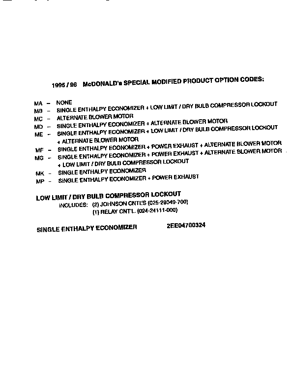 Special modified product options