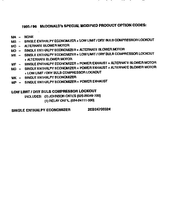 Special modified product options