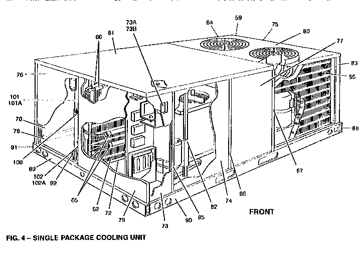 FRONT VIEW-SINGLE COOLING UNIT