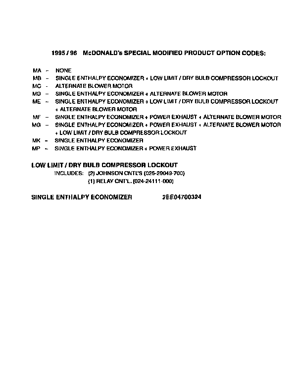 Special modified product options