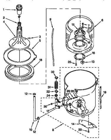 Agitator, basket and tub