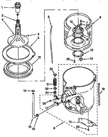 Agitator, basket and tub