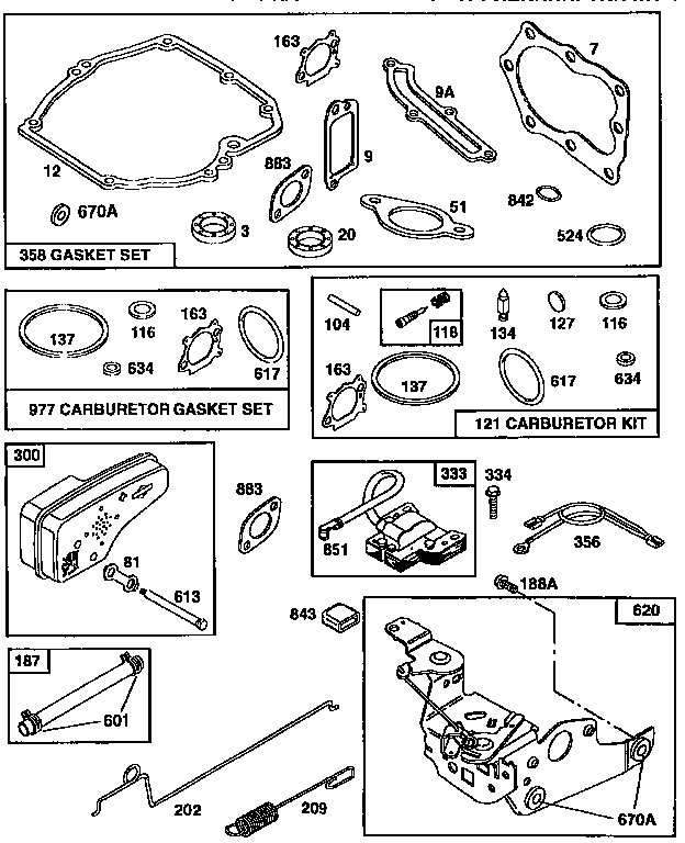 Bracket assembly and gasket set