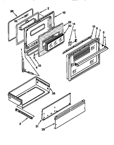 Oven door and drawer
