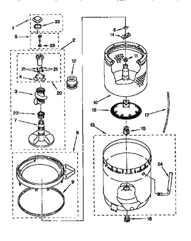 Agitator, basket and tub