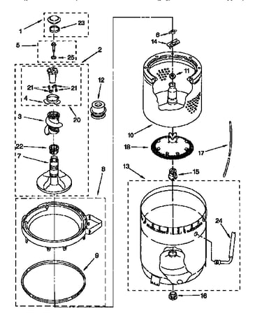 Agitator, basket and tub