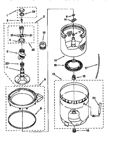 Agitator, basket and tub