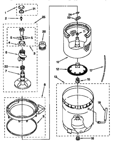 Agitator, basket and tub