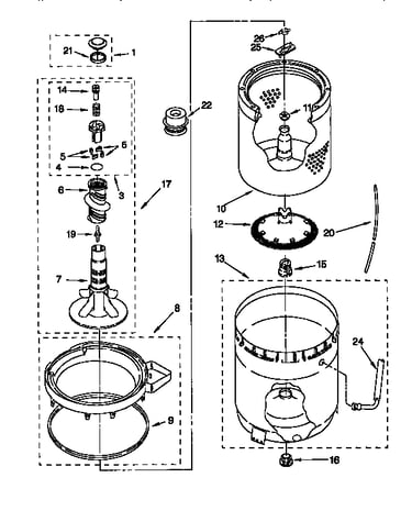 Agitator, basket and tub