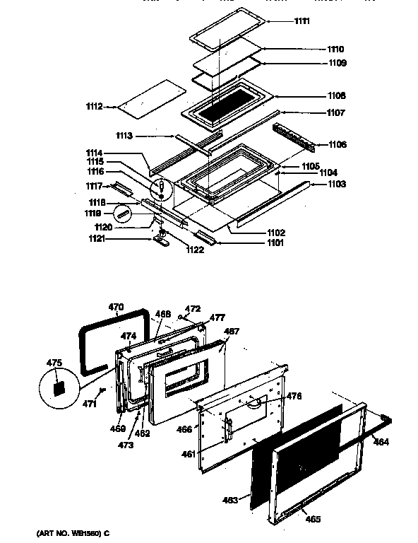 Upper & lower oven door