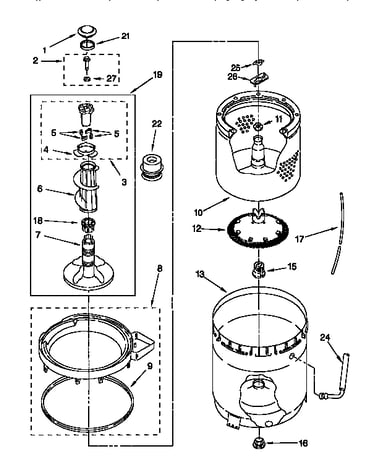 Agitator, basket and tub