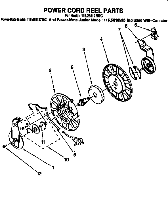 Power cord reel parts