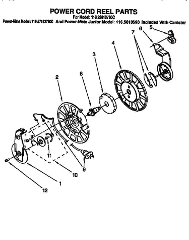 Power cord reel parts