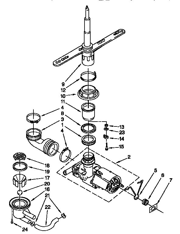 Pump and spray arm