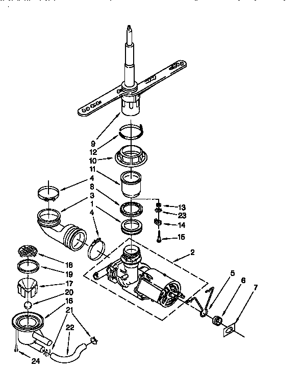 Pump and spray arm