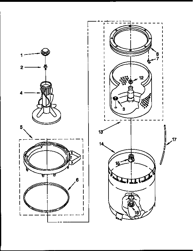 Agitator, basket and tub