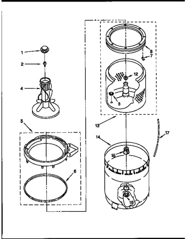 Agitator, basket and tub