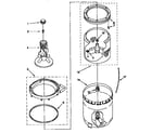 Whirlpool LBR4221EW1 agitator, basket and tub diagram