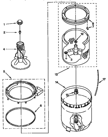 Agitator, basket and tub