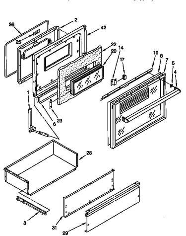 Oven door and drawer