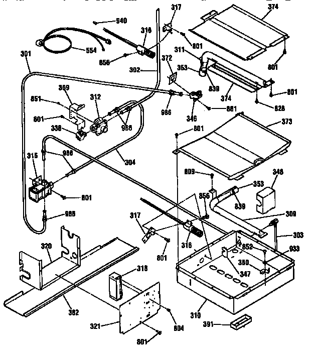 Oven burner section